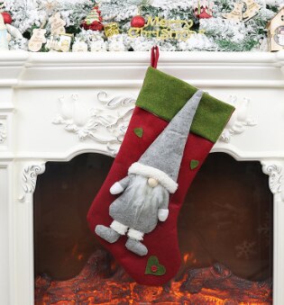 Large Christmas Stockings - Santa & Elk Socks Gift Holders for Fireplace & Tree Decorations