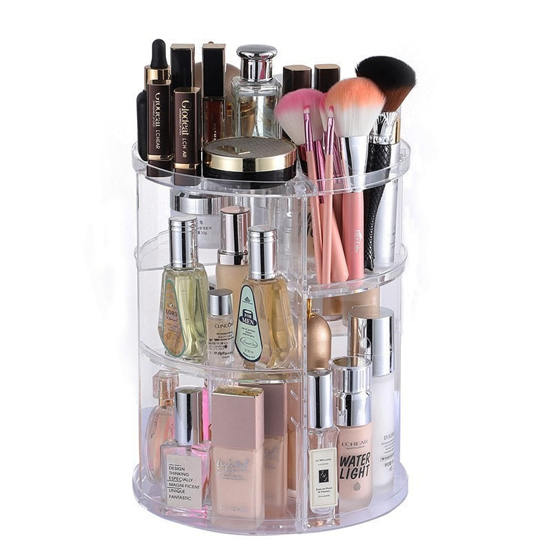 Rotating Transparent Cosmetic Storage Box – Desktop Makeup & Skincare Organiser