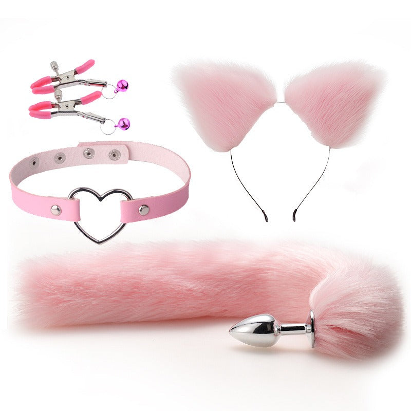 Erotic Fox Tail Anal Plug & SM Metal Set – 4 Pcs Female Pleasure Kit