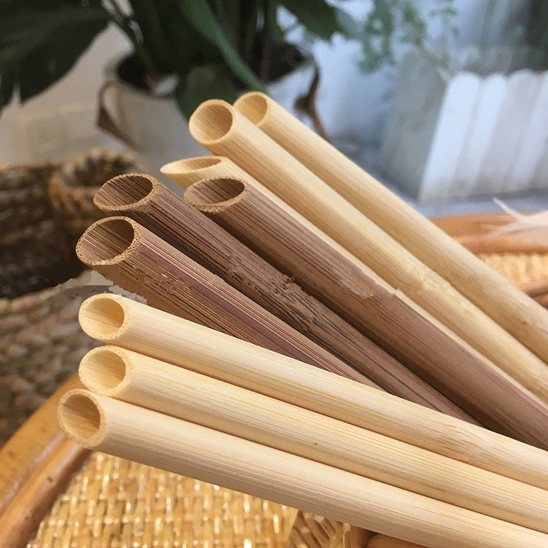 100PCS Eco-Friendly Reusable Bamboo Straws – 21.5cm Carbonized Drinking Straws