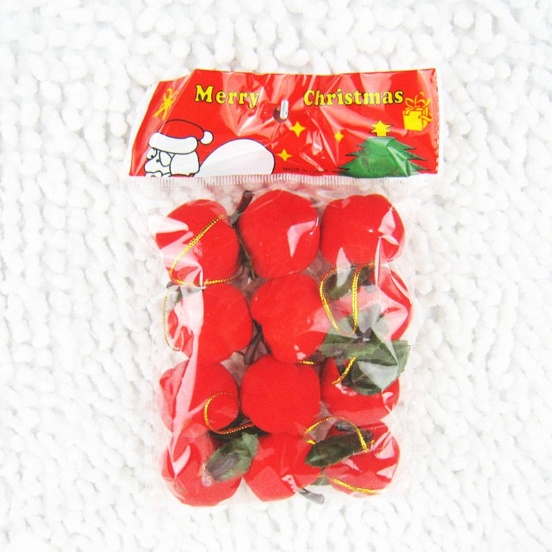 12PCS Red Apple Pendants - Christmas Tree Decorations & Gift Wrapping Ornaments