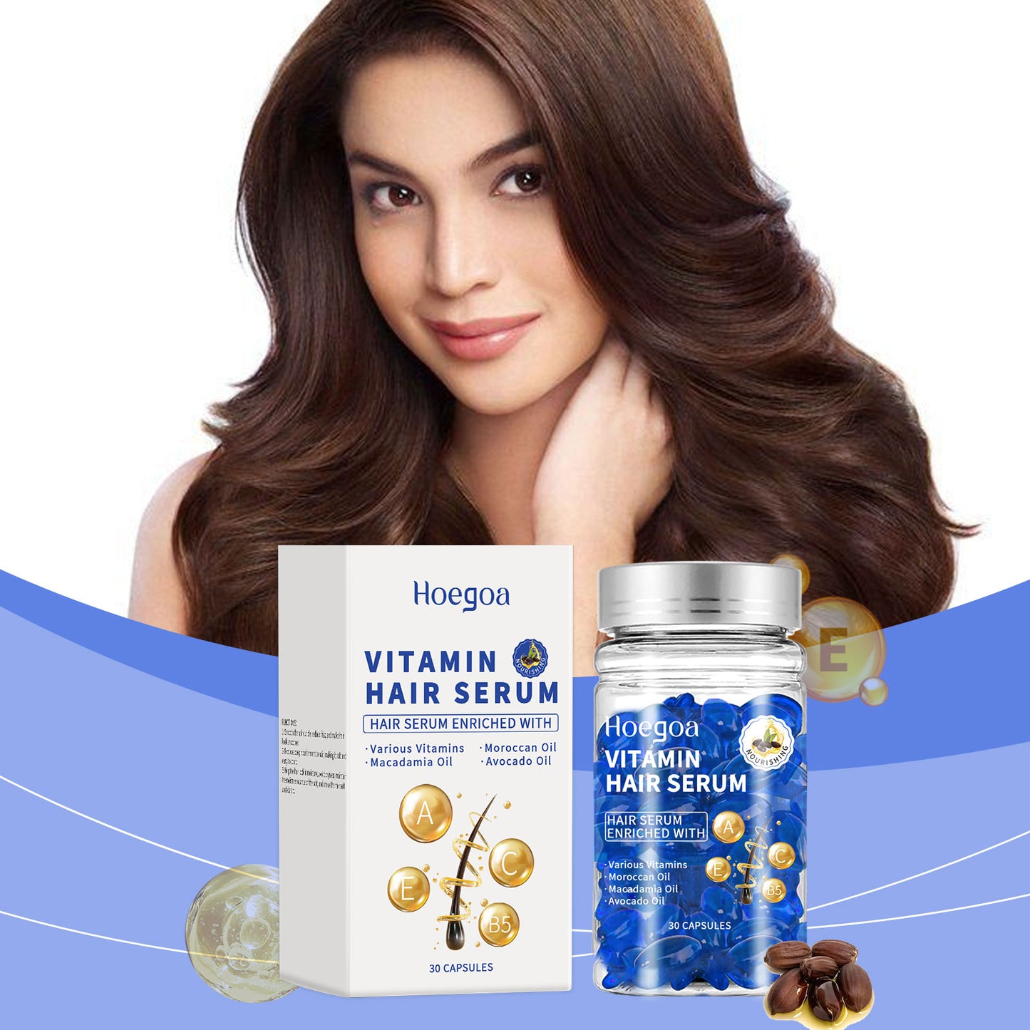 Hoegoa Vitamin Hair Care Essence Capsules – Nourish & Repair Frizzy Hair, Soft & Glossy