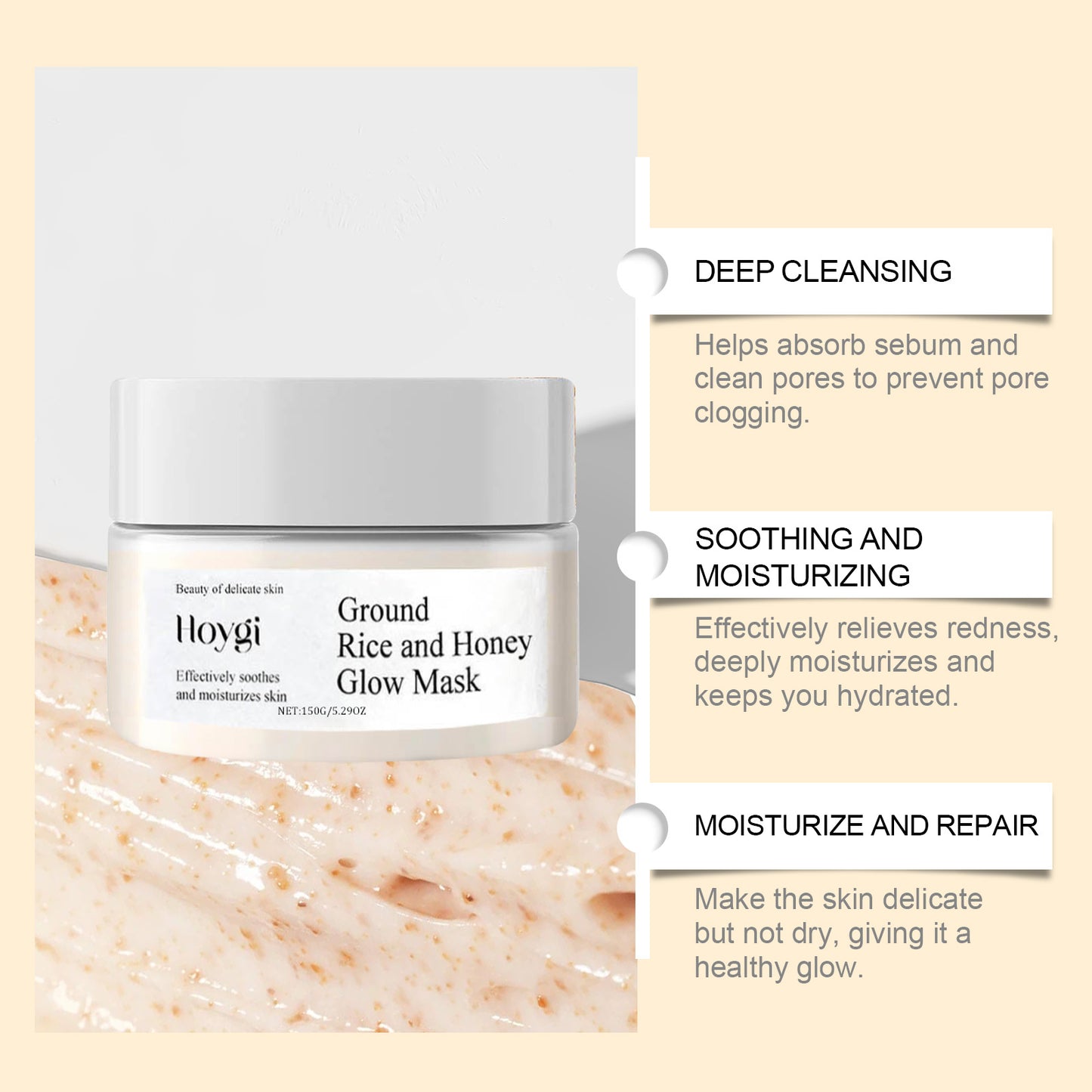 Hoygi Honey Rice Moisturizing Mask – Cleansing & Hydrating Mud Mask