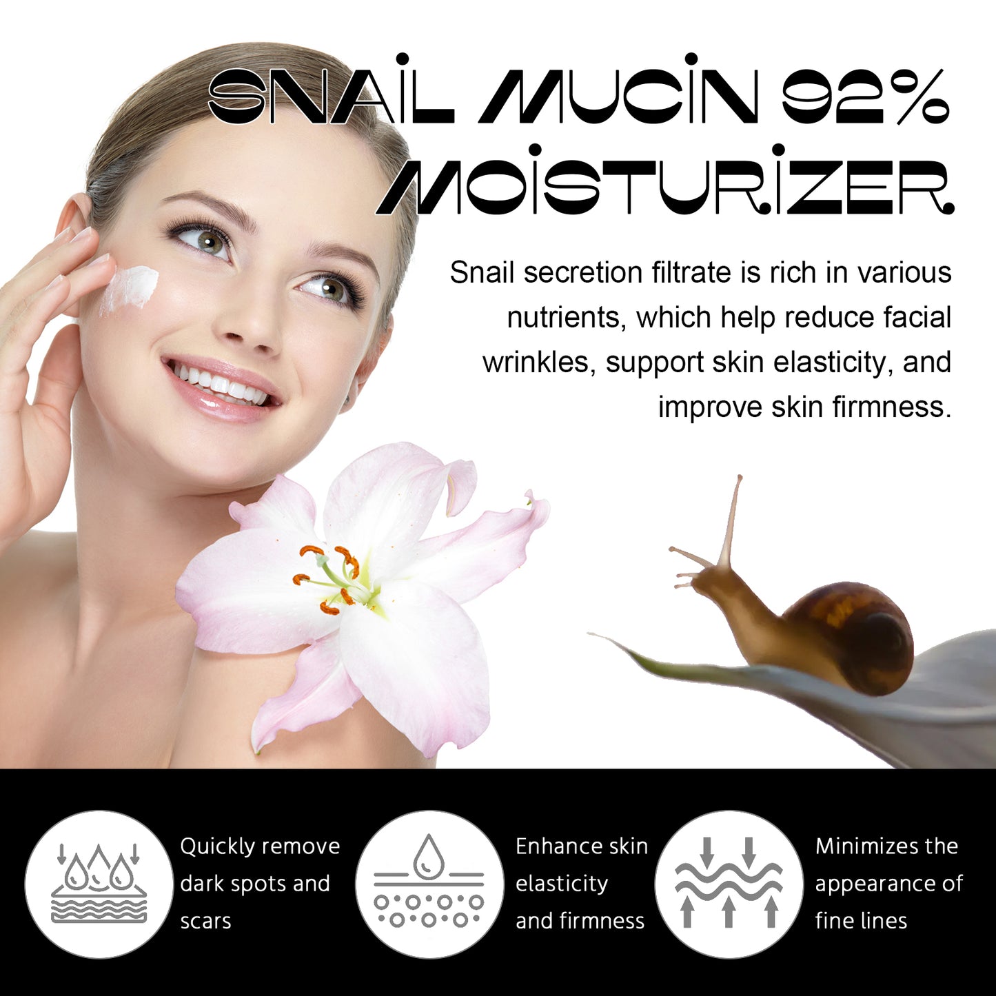Snail Mucin 92% Moisturizer – Moisturizing, Firming & Elastic Care