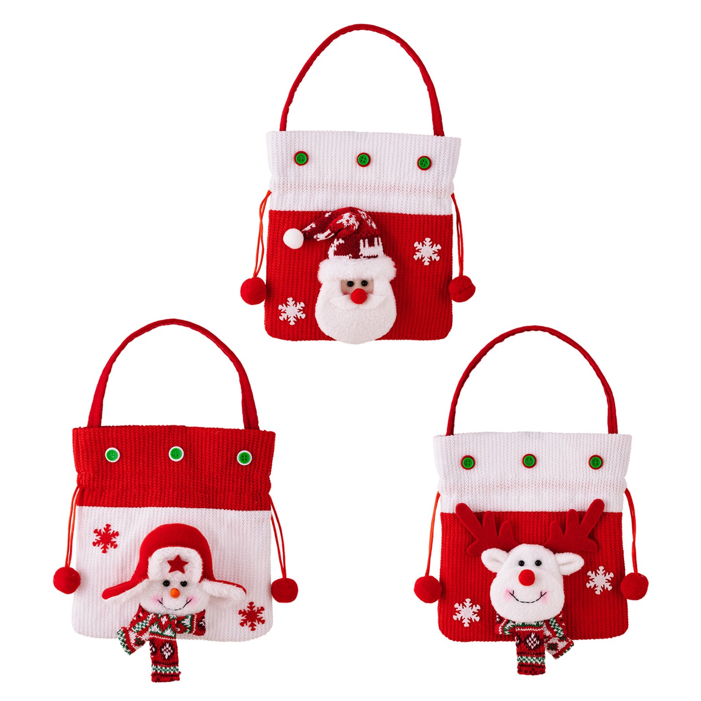 Cartoon Christmas Tote Bags & Snowman Gift Bags - Creative Holiday Apple Bags
