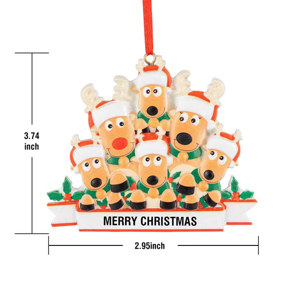 Custom Name Reindeer Family Ornament - Personalized Christmas Decoration & Gifts