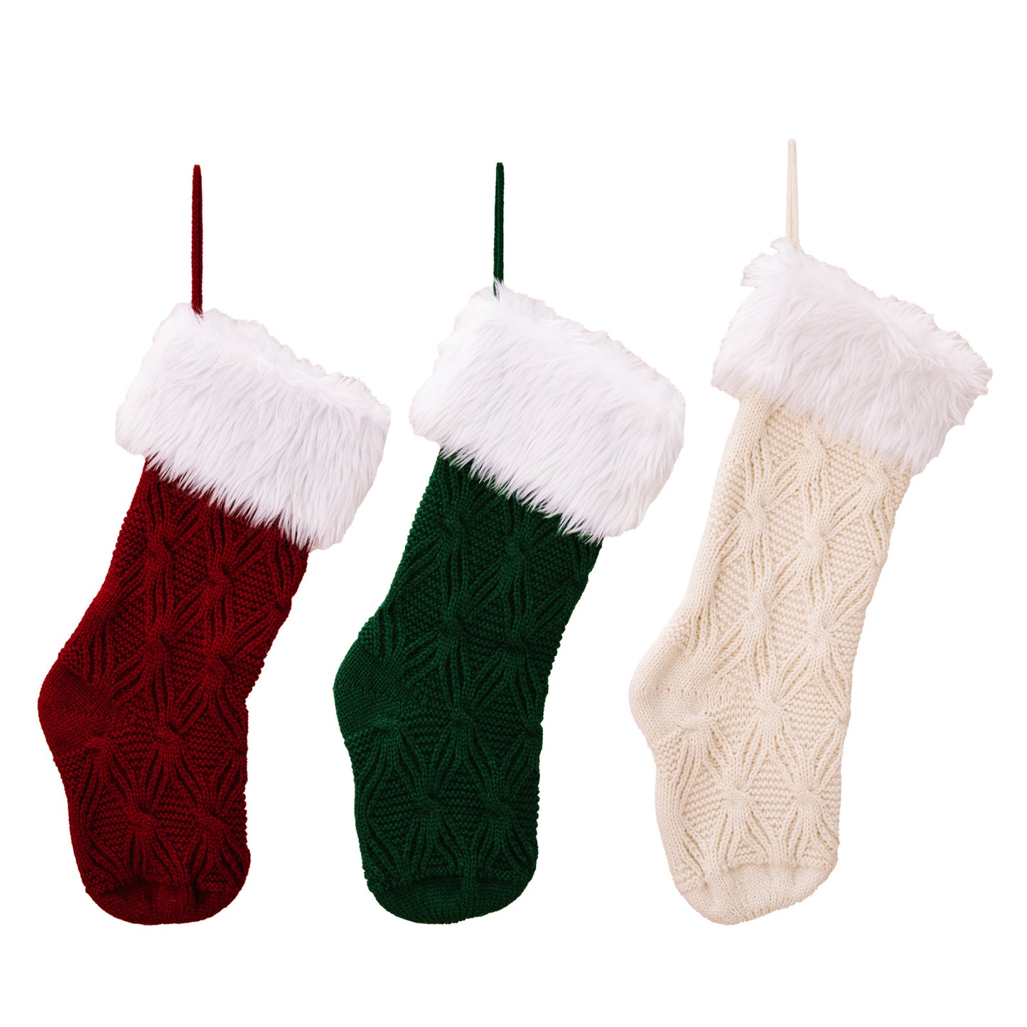 Knitted Woolen Christmas Socks - High-End Gift Socks & Green Gift Bags