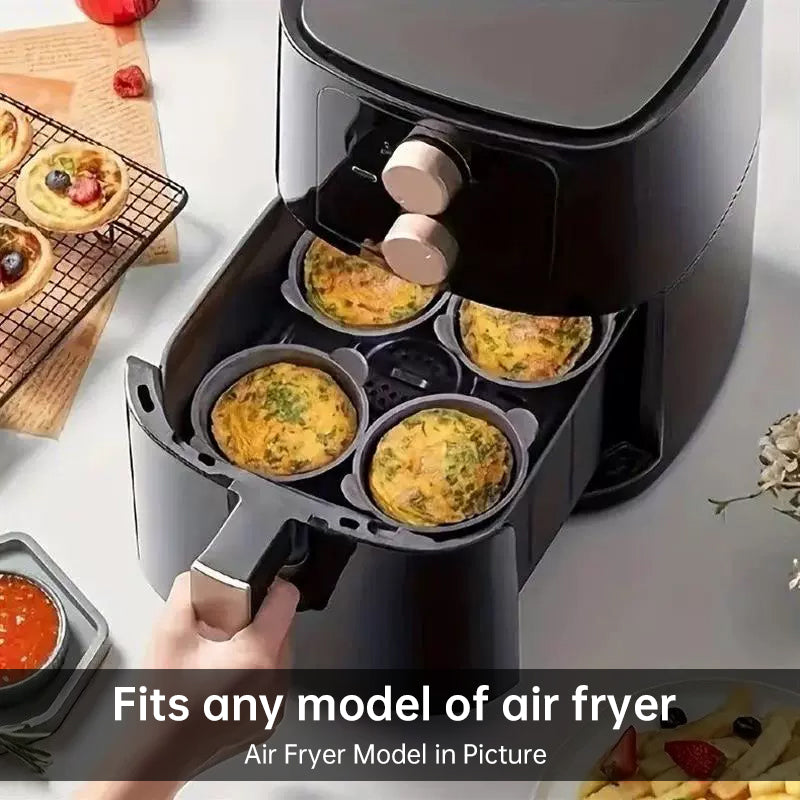 4–6pcs Reusable Silicone Air Fryer Liners & Baking Cups – Non-Stick Kitchen Tools