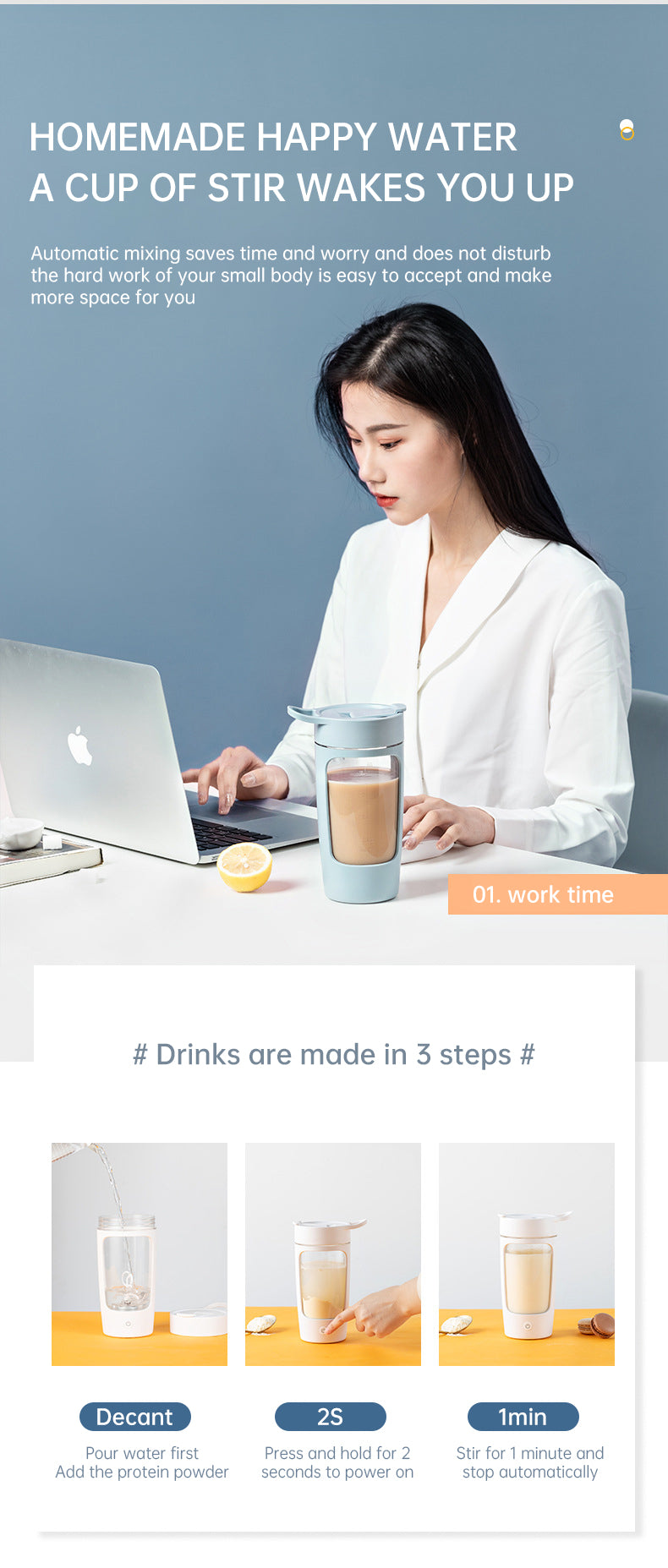 Portable Cup Blender – USB Rechargeable Smoothie & Fruit Mixer Bottle for Gym & Sport