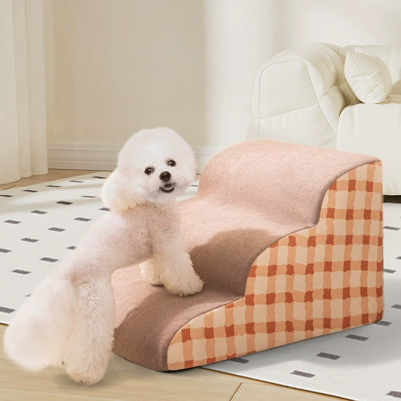2/3/4-Step Pet Stairs Ramp Washable Non-Slip Memory Foam for Dogs & Cats