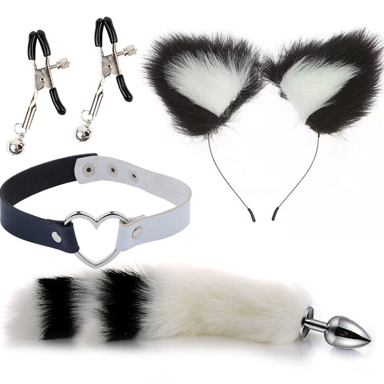 Erotic Fox Tail Four-Piece Set – Ear Hairpin, Posterior Anal Plugs & SM Metal Erotic Kit for Women