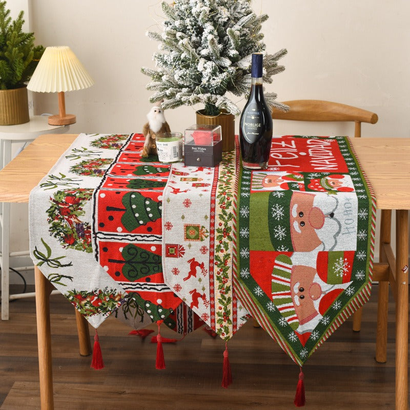 Knitted Christmas Tablecloth & Table Flag - Creative Holiday Table Decorations