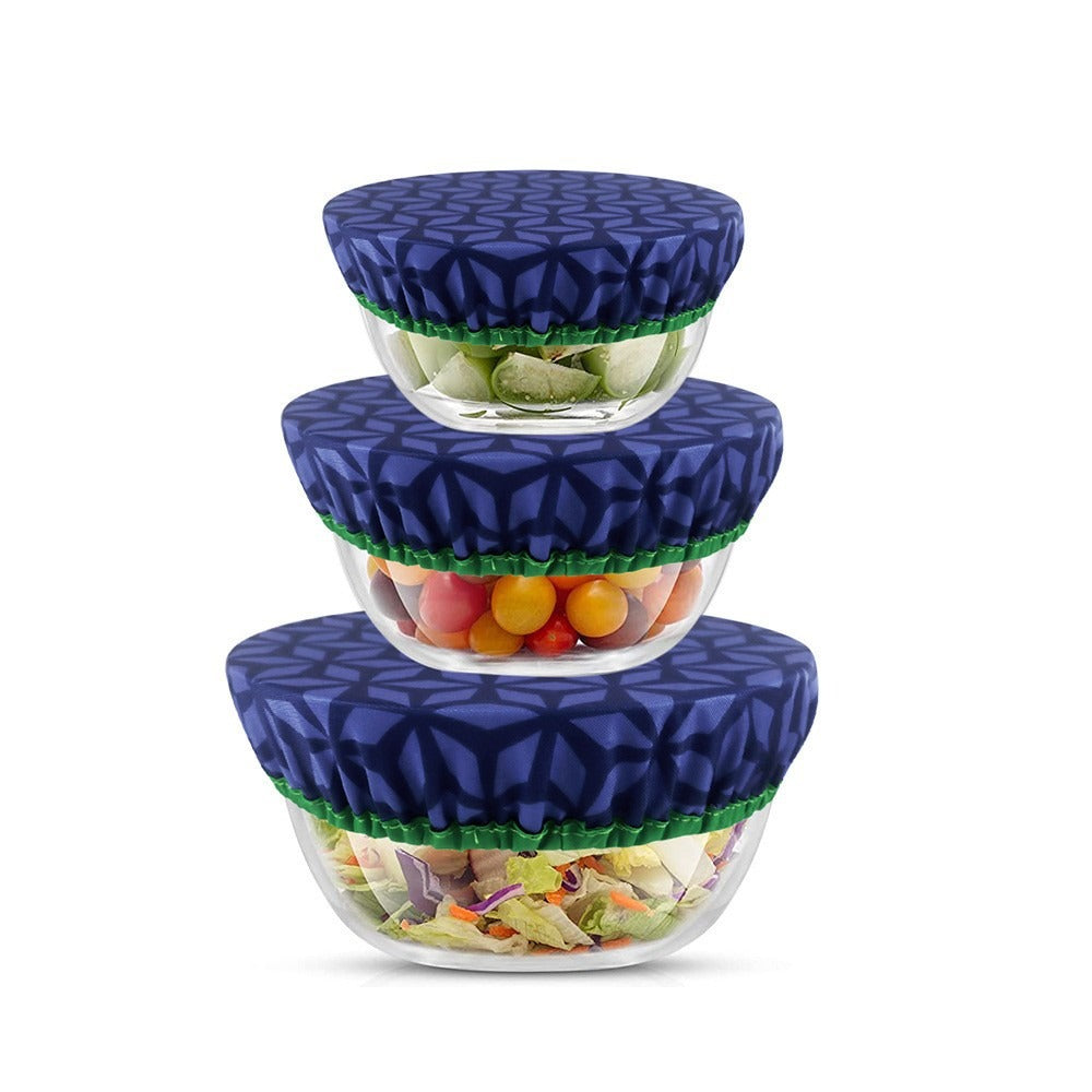 Bowl Covers Set – 3 Reusable Elastic Fabric Food Storage Lids