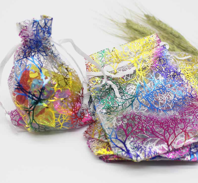 100PCS Colorful Organza Drawstring Bags – Jewelry, Wedding & Gift Packaging