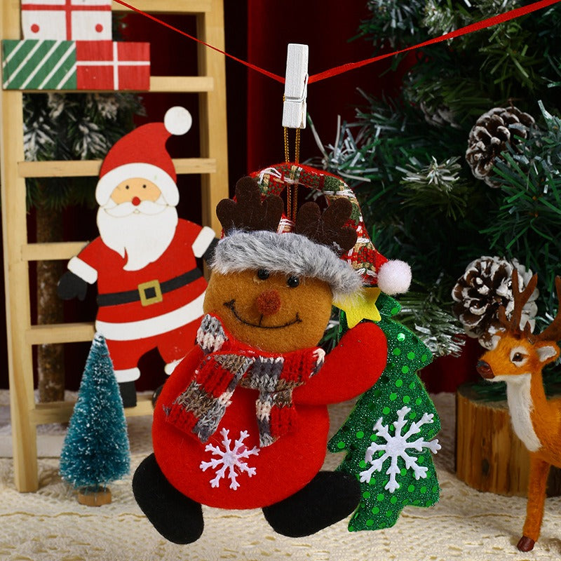 Velvet Christmas Tree Hugging Figurines - Fabric Ornaments & Hanging Gifts