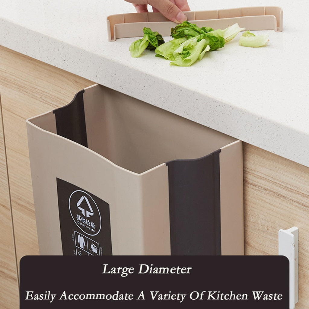 Folding Kitchen Trash Bin – Hanging Cabinet & Wall-Mounted Waste Can