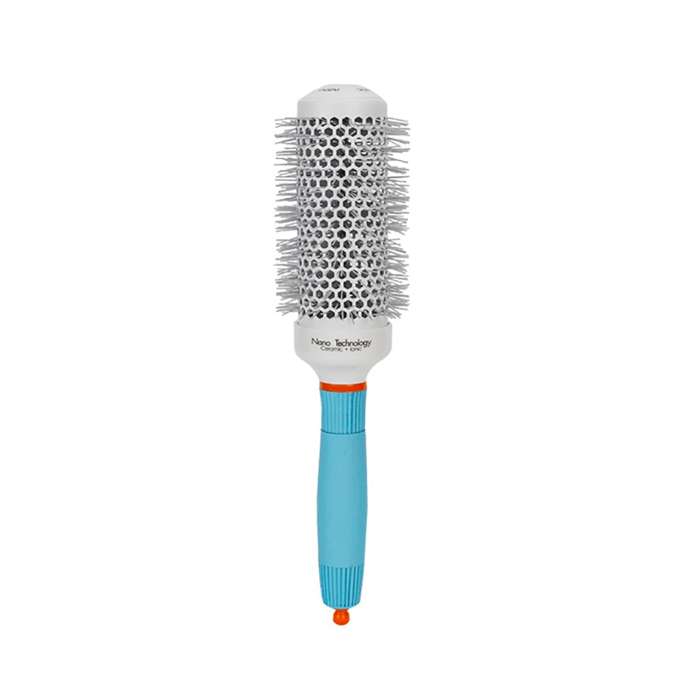 Professional Round Blue Hair Brush – Ceramic Ion Hairbrush Comb for Salon Hair Styling Tools