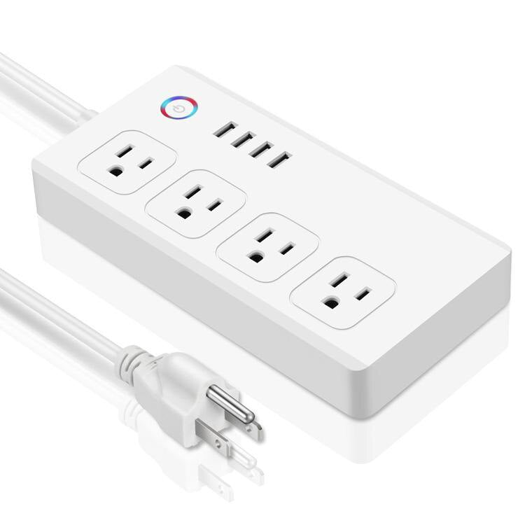 Smart Power Strip WiFi Extension Cord with 4 USB Ports & 4 Individually Controlled AC Plugs – Tuya App Compatible