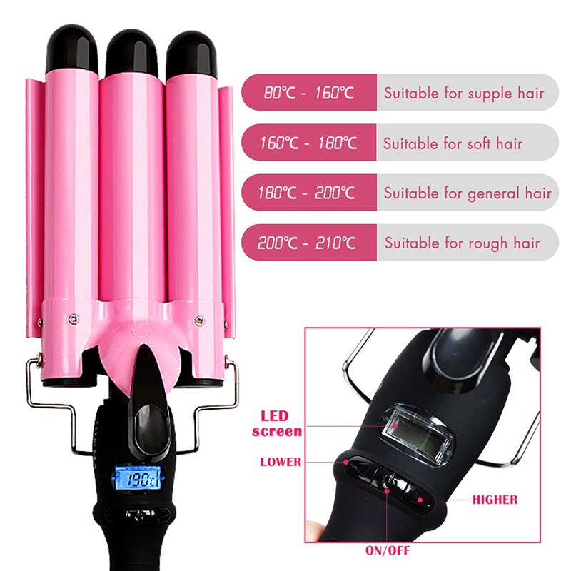 New Arrival Hair Curling Iron – LED Ceramic Triple Barrel Hair Curler Waver Styling Wand