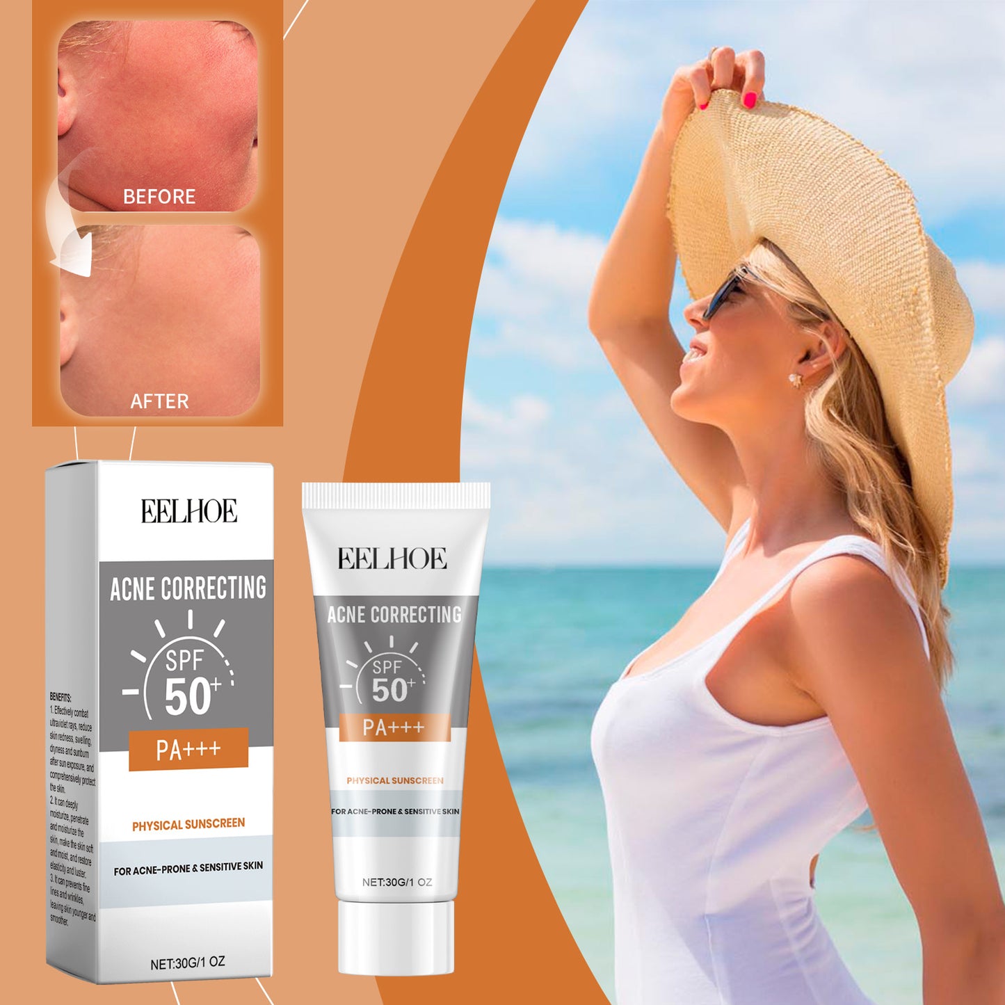 EELHOE Physical Sunscreen – Moisturizing & Protective Facial Care
