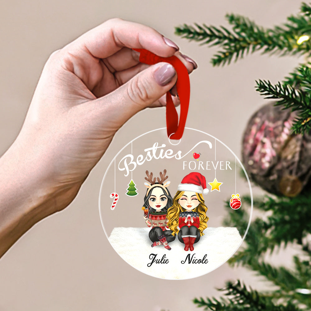 Besties Forever Custom Engraved Ornament - Christmas Tree Decoration Gift for Friends