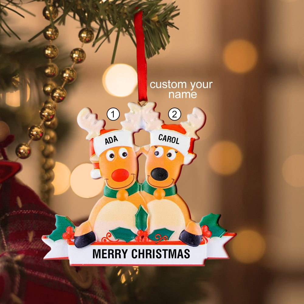 Custom Name Reindeer Family Ornament - Personalized Christmas Decoration & Gifts