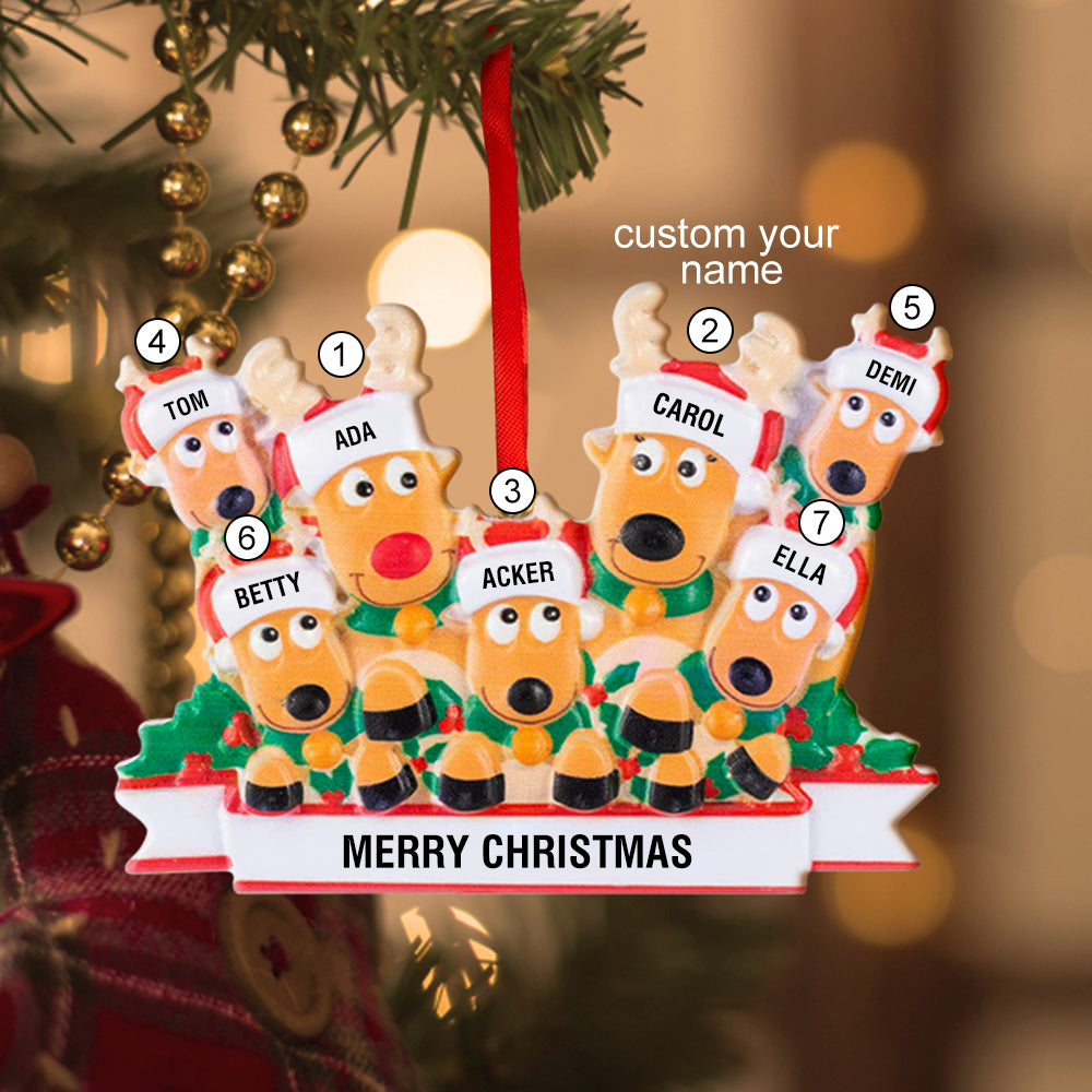 Custom Name Reindeer Family Ornament - Personalized Christmas Decoration & Gifts
