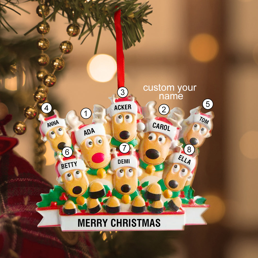 Custom Name Reindeer Family Ornament - Personalized Christmas Decoration & Gifts