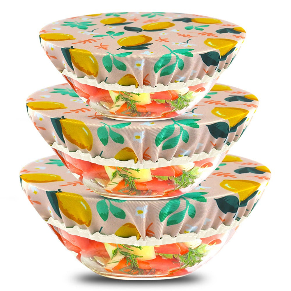 Bowl Covers Set – 3 Reusable Elastic Fabric Food Storage Lids
