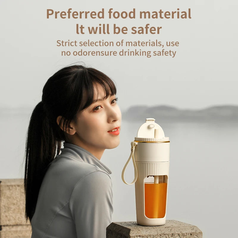 340ML Portable Juicer – Wireless Electric Blender with Straw for Juice, Milkshake, Ice Cubes & Smoothies