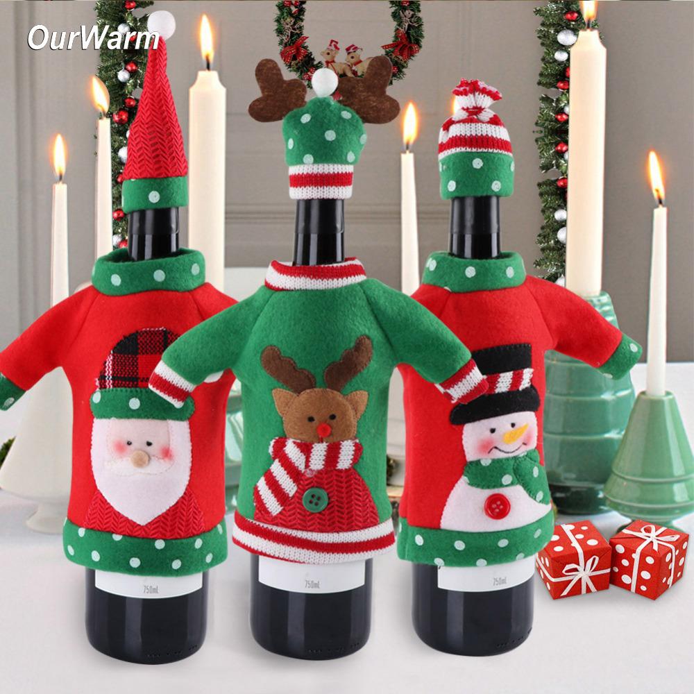 Red Wine Bottle Covers - Christmas & New Year Party Decoration Supplies