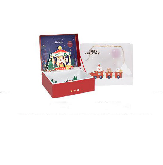 Christmas Gift Box Set – Elk Cartoon Packaging with Bag & Card (4pcs)