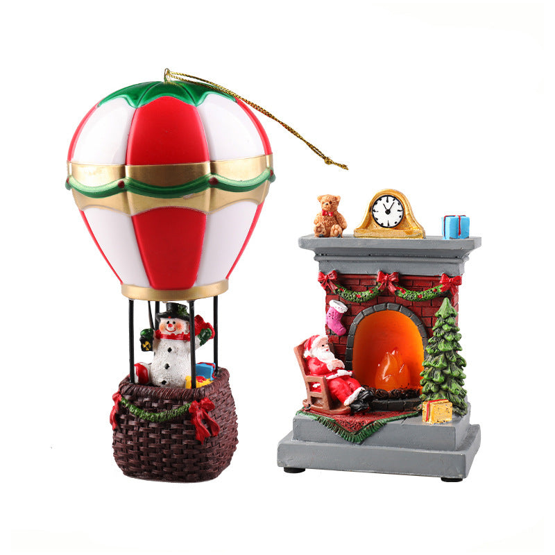 Christmas Resin Ornaments - Santa & Snowman Glow Night Lights