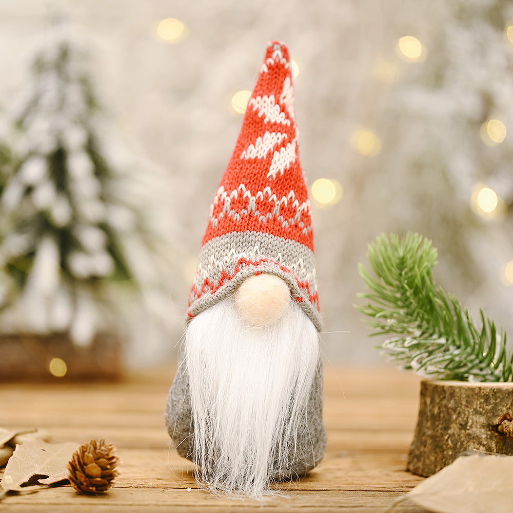 Snowflake Knitted Hat Faceless Doll - Forest Elderly Christmas Decorations