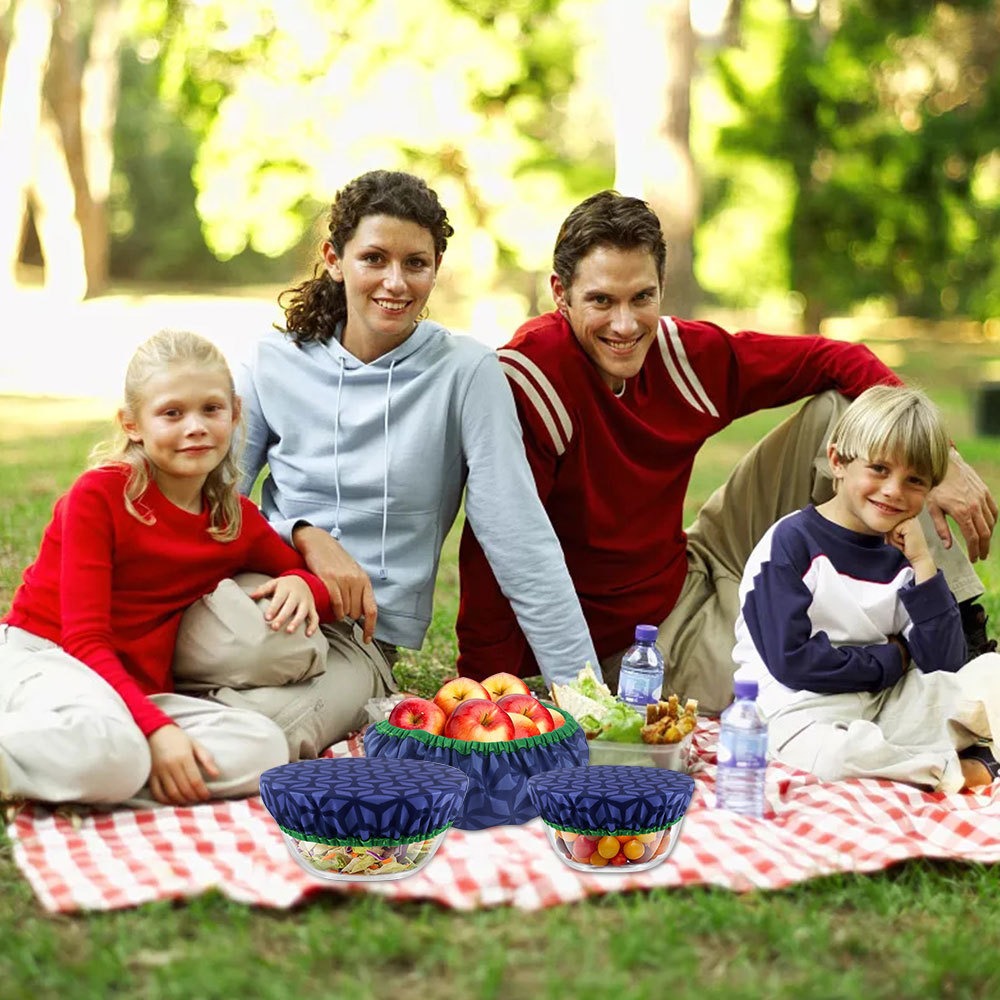 Bowl Covers Set – 3 Reusable Elastic Fabric Food Storage Lids