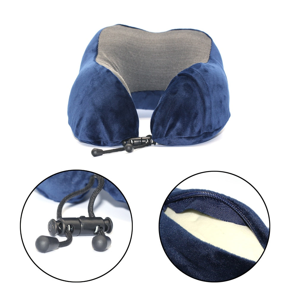 U-Shaped Memory Foam Neck Pillow Soft Cervical Travel Airplane Pillow