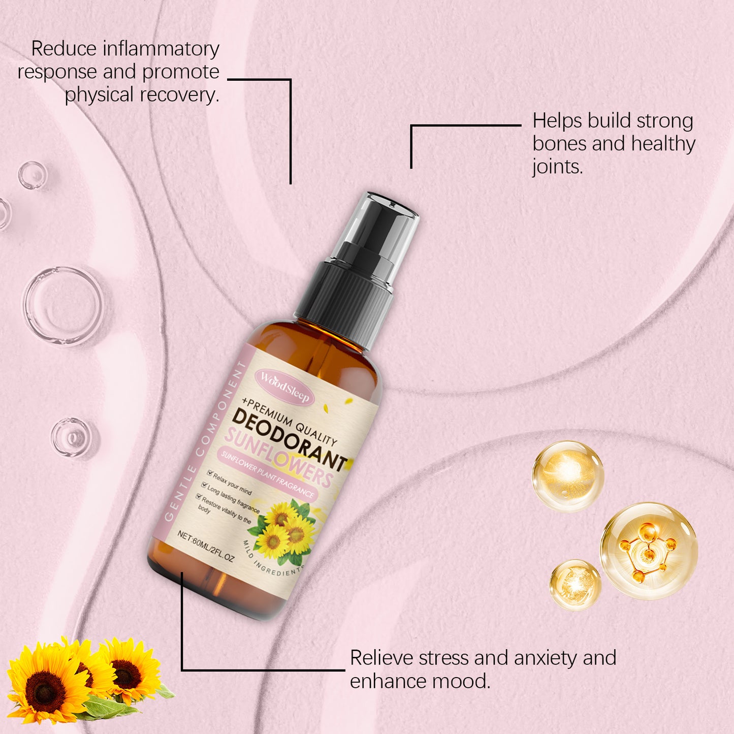 WoodSleep Sunflower Magnesium Oil Spray – Soothe Body, Nourish Sleep & Boost Vitality