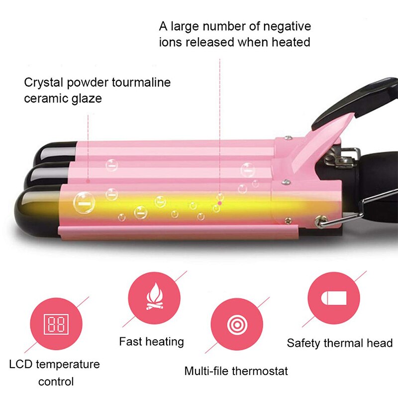 New Arrival Hair Curling Iron – LED Ceramic Triple Barrel Hair Curler Waver Styling Wand