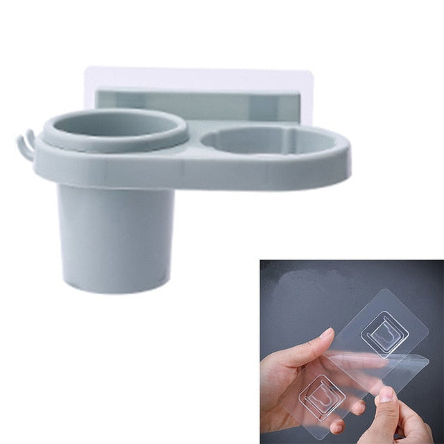 Multifunction Bathroom Rack Organizer – Self Adhesive Wall Mounted Hair Dryer Holder with DIY Cup