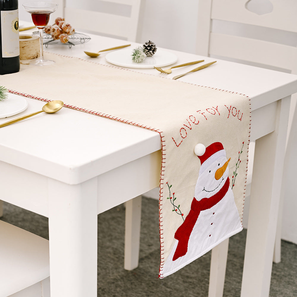 Snowman Linen Table Flags & Placemats - Christmas Dining Table Decorations