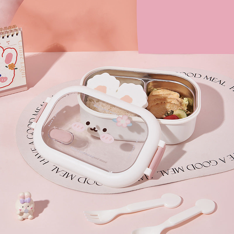 Cartoon Cute Insulation Stainless Steel Compartment Lunch Box