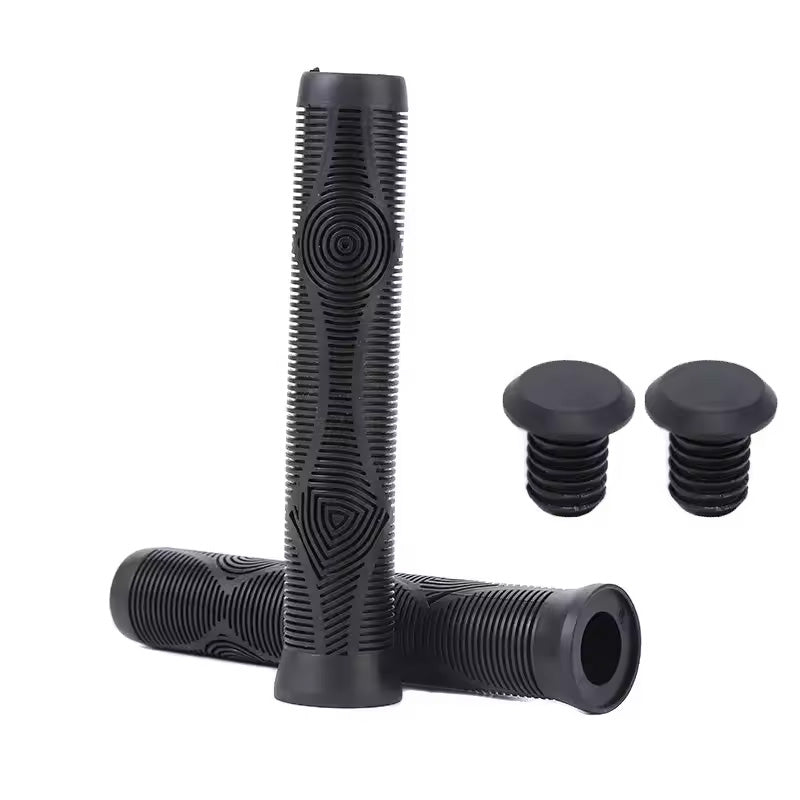 165MM Bike Handlebar Grips – Soft Rubber with Colored Plugs for Bikes, Scooters & MTB