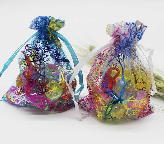 100PCS Colorful Organza Drawstring Bags – Jewelry, Wedding & Gift Packaging