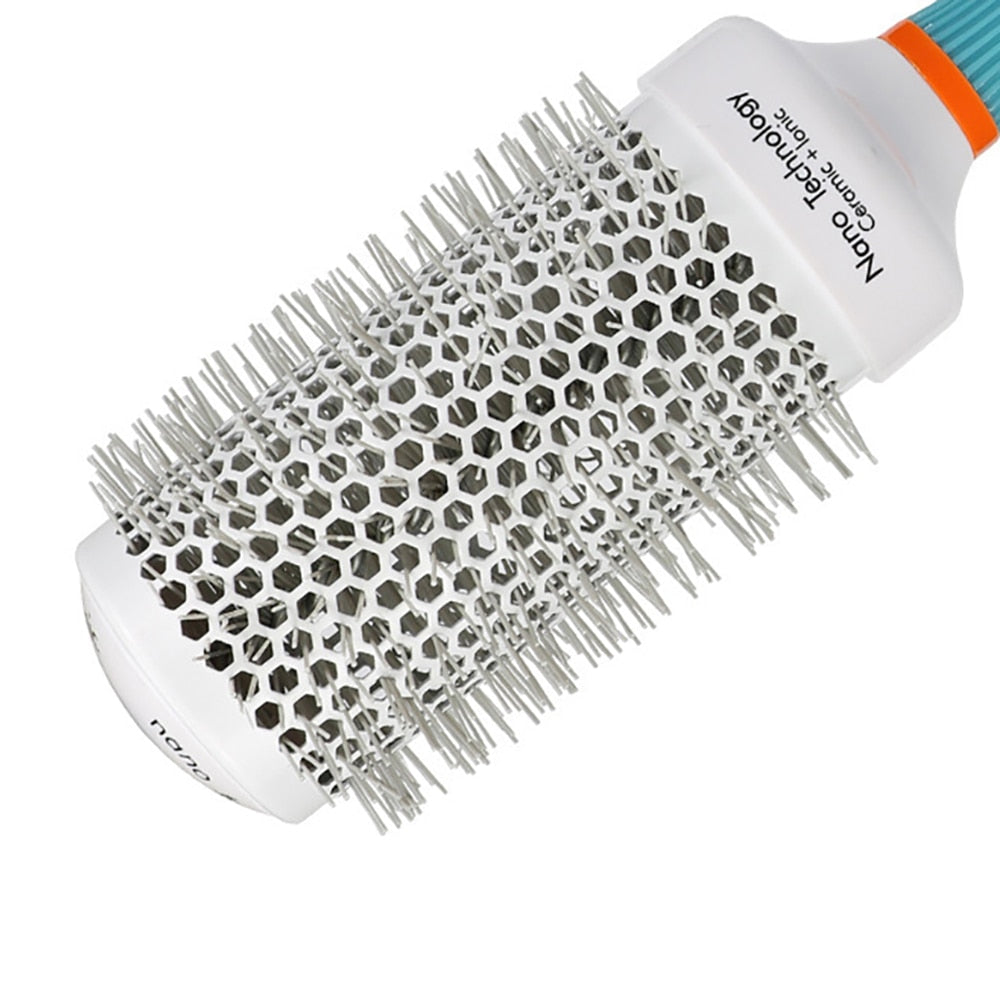 Professional Round Blue Hair Brush – Ceramic Ion Hairbrush Comb for Salon Hair Styling Tools