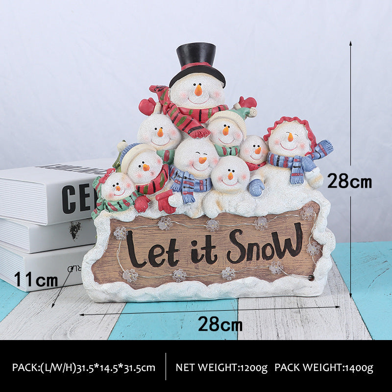 Cute Snowman Figurines with Ambient Lights - Christmas Party Decorations & Gifts