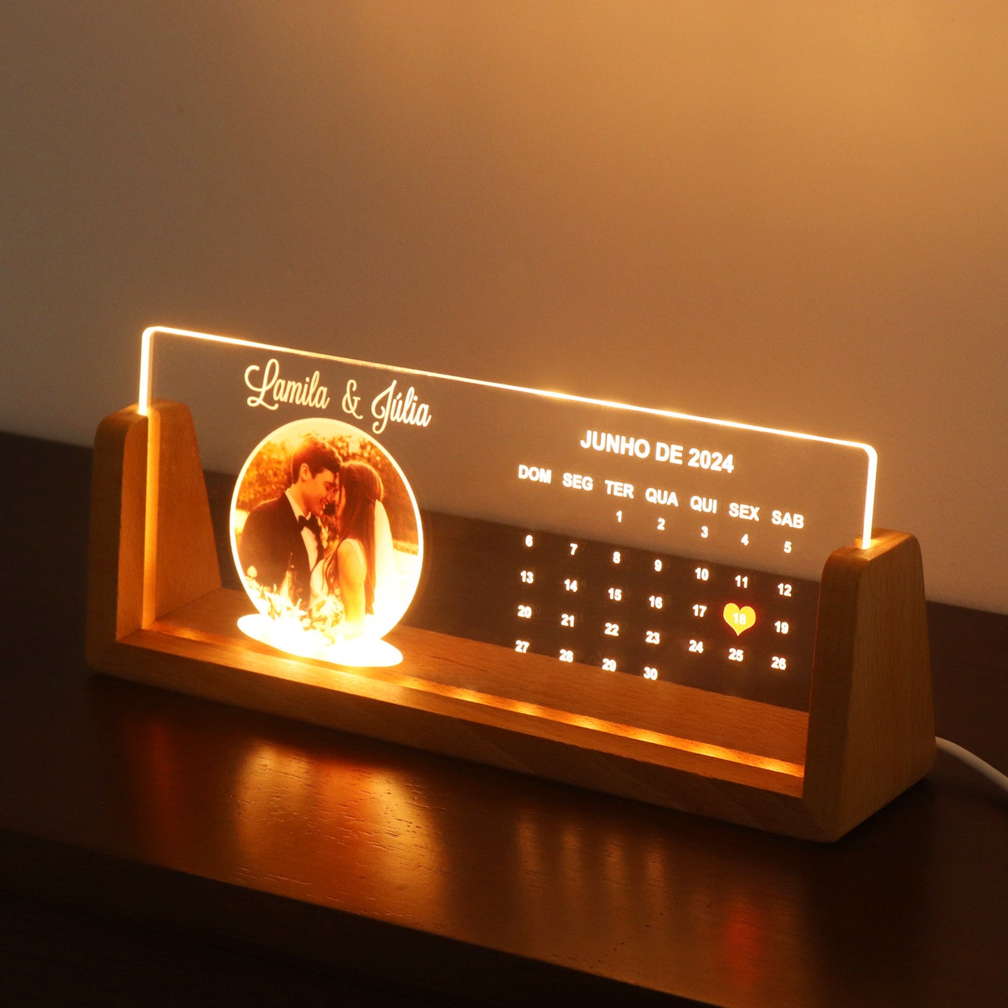 Personalized Picture Frame Night Light - Memorial Plaque USB Christmas Gift