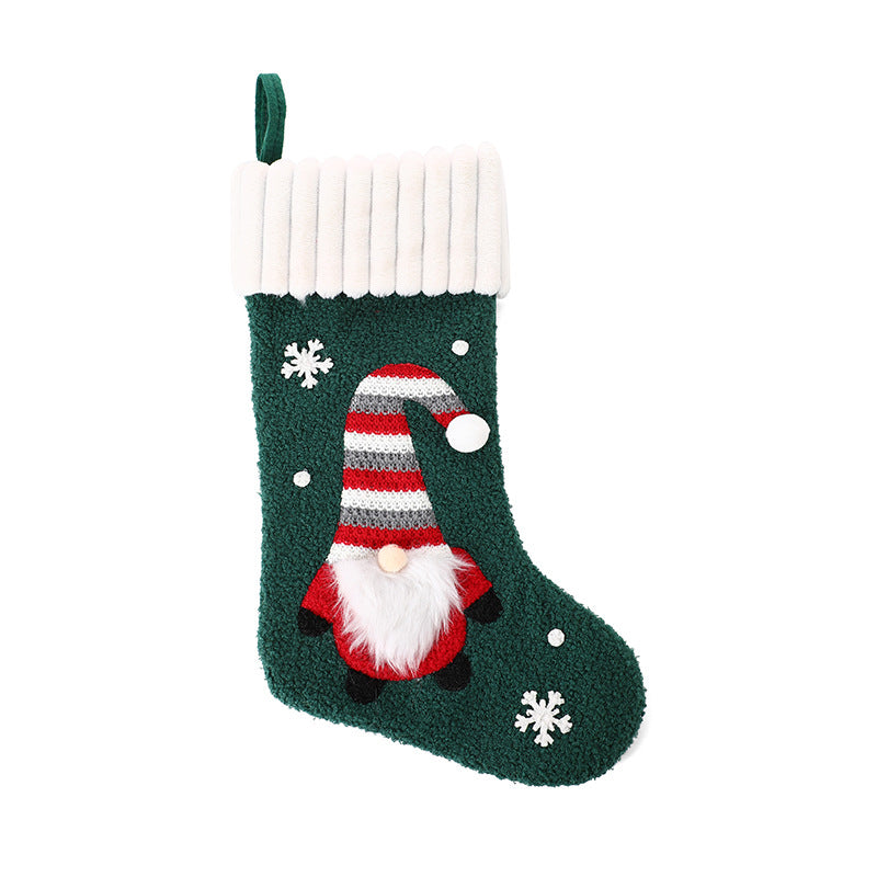 Embroidered Santa Claus Christmas Socks - Candy Gift Bags & Festive Pendants