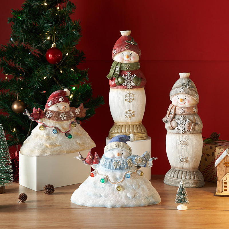 Cute Snowman Figurines with Ambient Lights - Christmas Party Decorations & Gifts