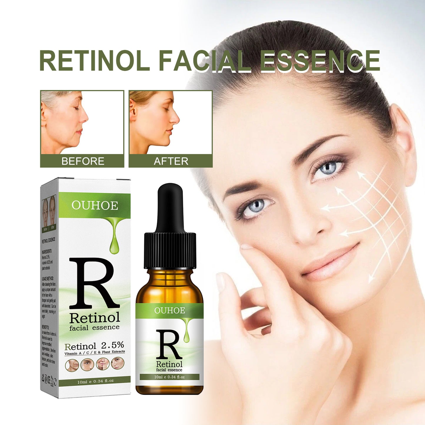 Serum Retinol, Serum dưỡng da mặt chống nhăn, làm săn chắc, sáng da, giúp da mềm mại và mịn màng