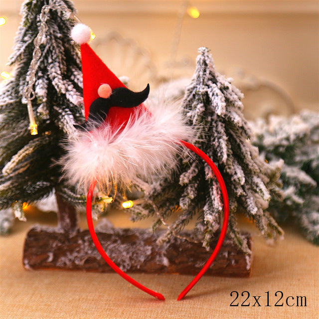 Christmas Tree Headbands - Elk, Santa & Snowman Ornaments for Kids & Adults